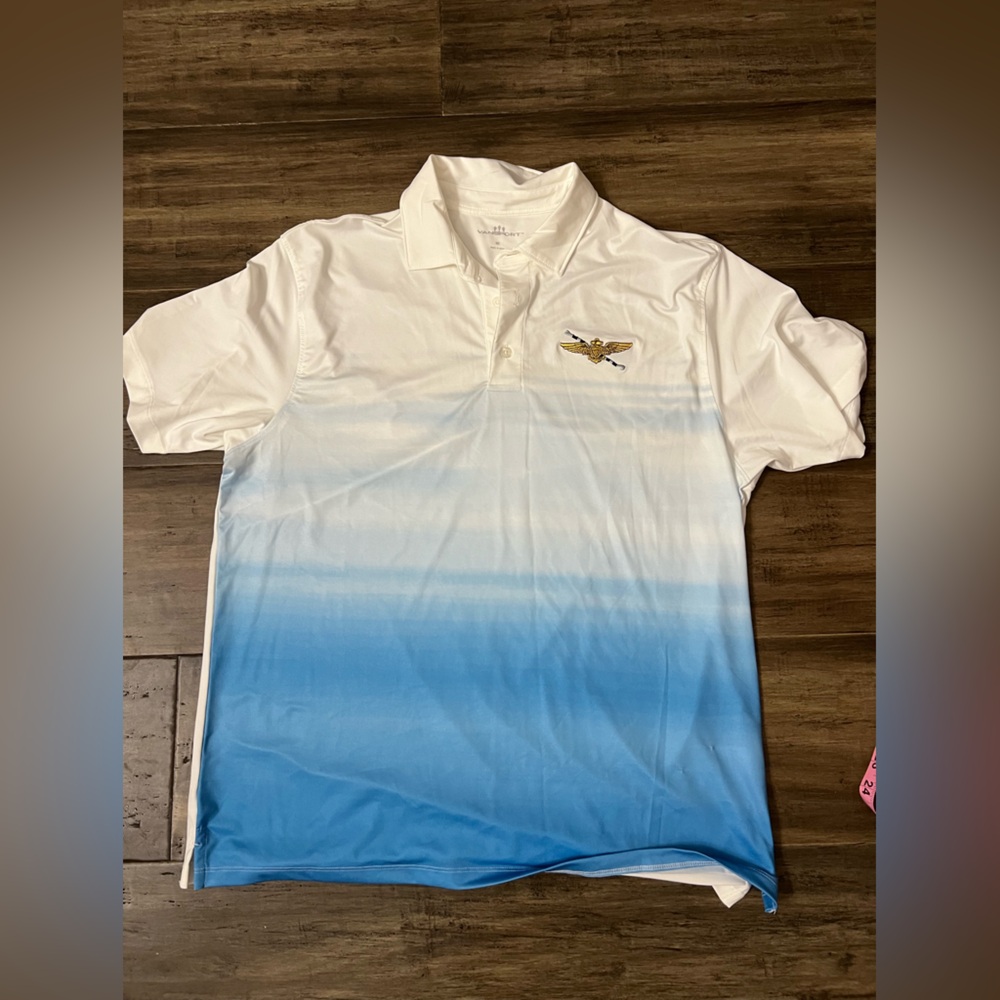 Men’s US Navy Tailhook embroidered polo collared Vansport shirt sz M
